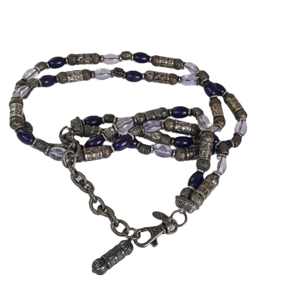 Vtg Express Bead & Metal Double Strand Belt S/M/L Boho Artsy Art to Wear